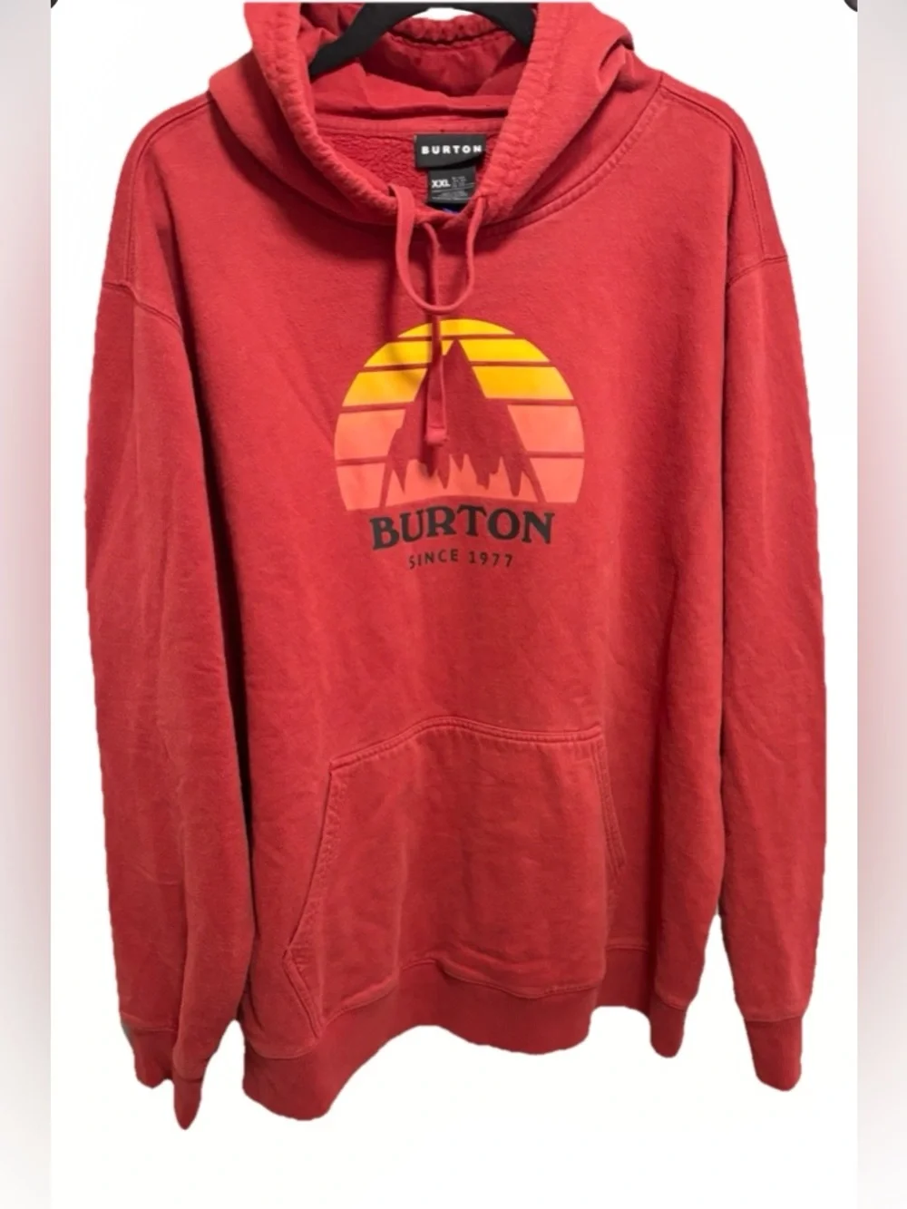 Burton Red Hoodie with Sunset Mountain Graphic XXL
